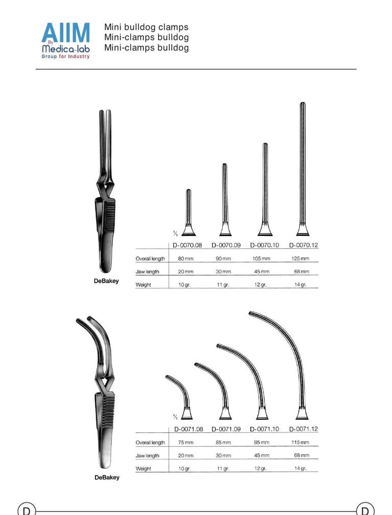 Clamp bulldog mini DeBakey, 90 mm