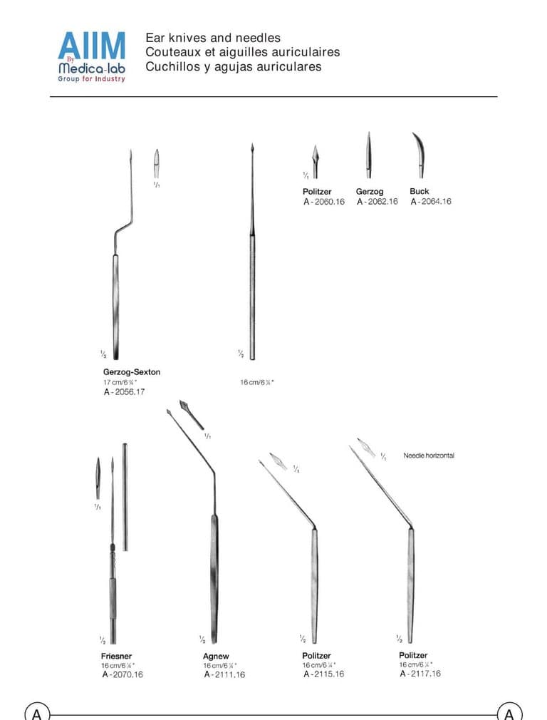 Aiguille-couteau auriculaire type Gerzog-Sexton