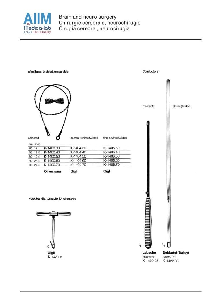 Gigli Wire Saw Set with Handles and Conductors