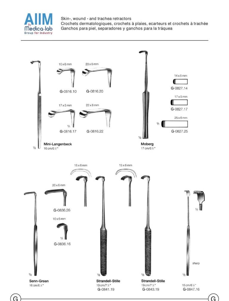 Écarteur mini-Langenbeck pour peau et plaies