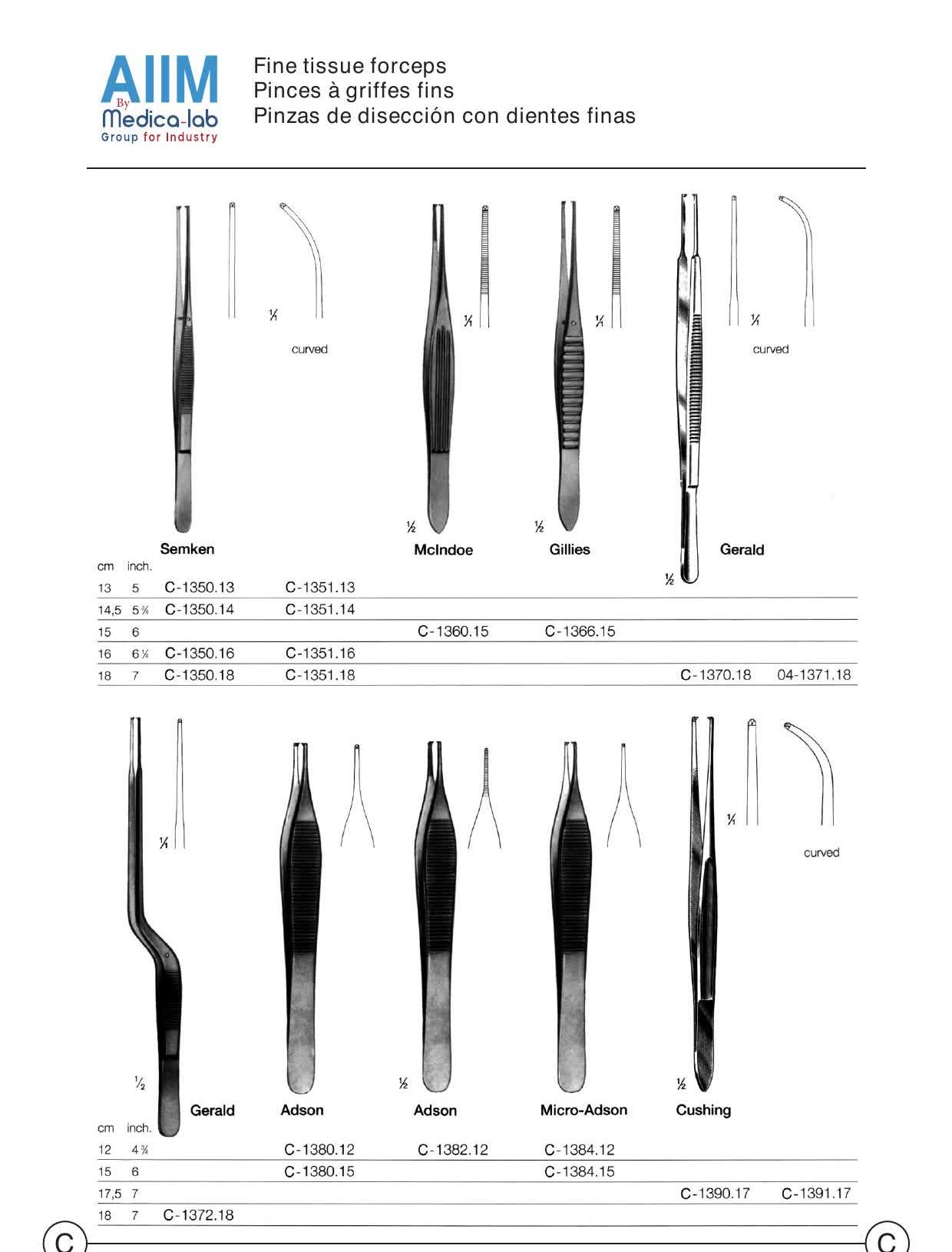 Pince à griffes Adson, 1x2 dents, 12 cm
