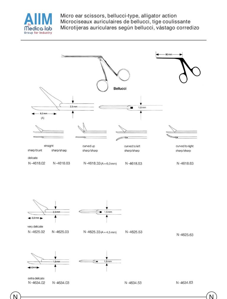 Bellucci-Type Micro Ear Scissors, Alligator Action