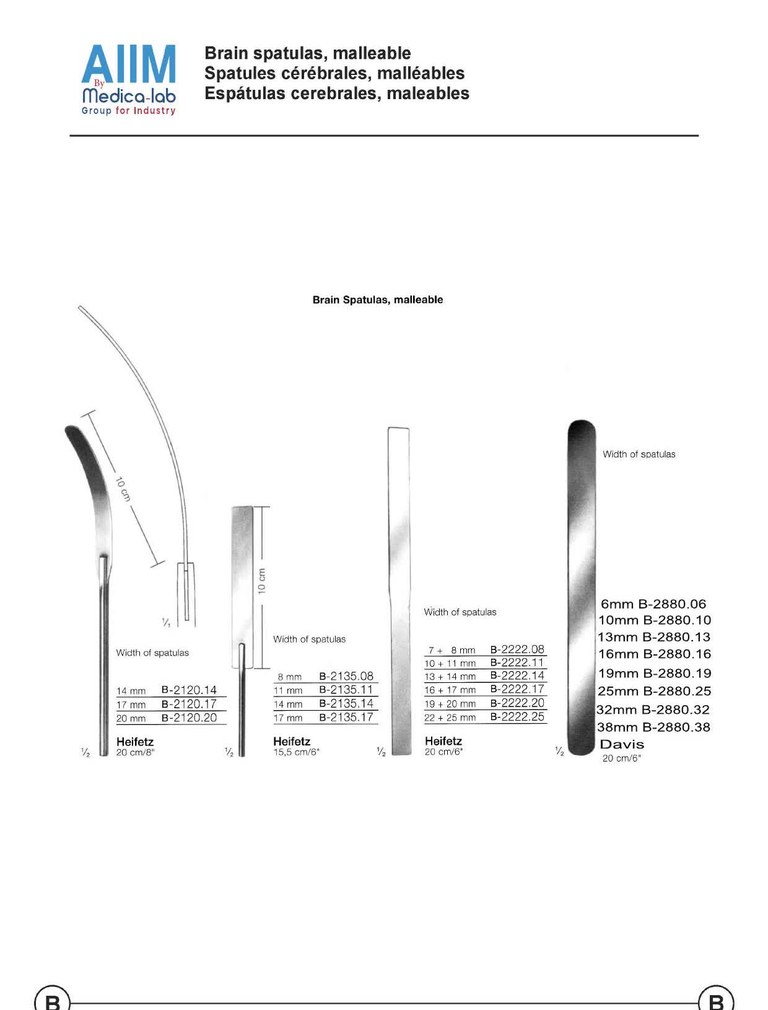 Davis Malleable Brain Spatula, 6mm