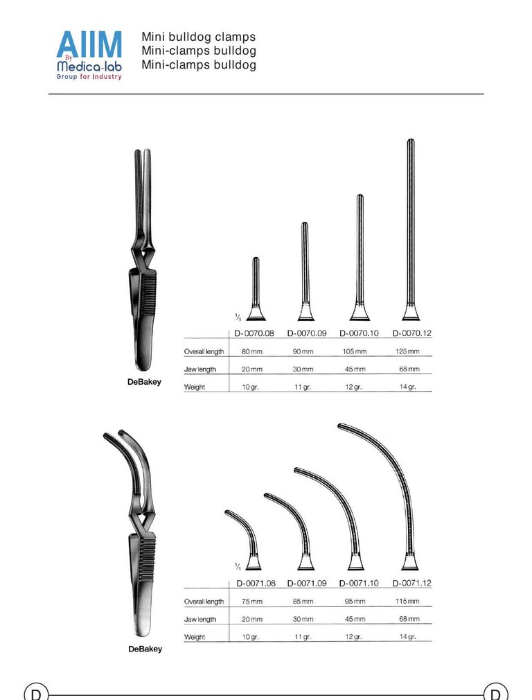 Clamp bulldog mini DeBakey, 90 mm
