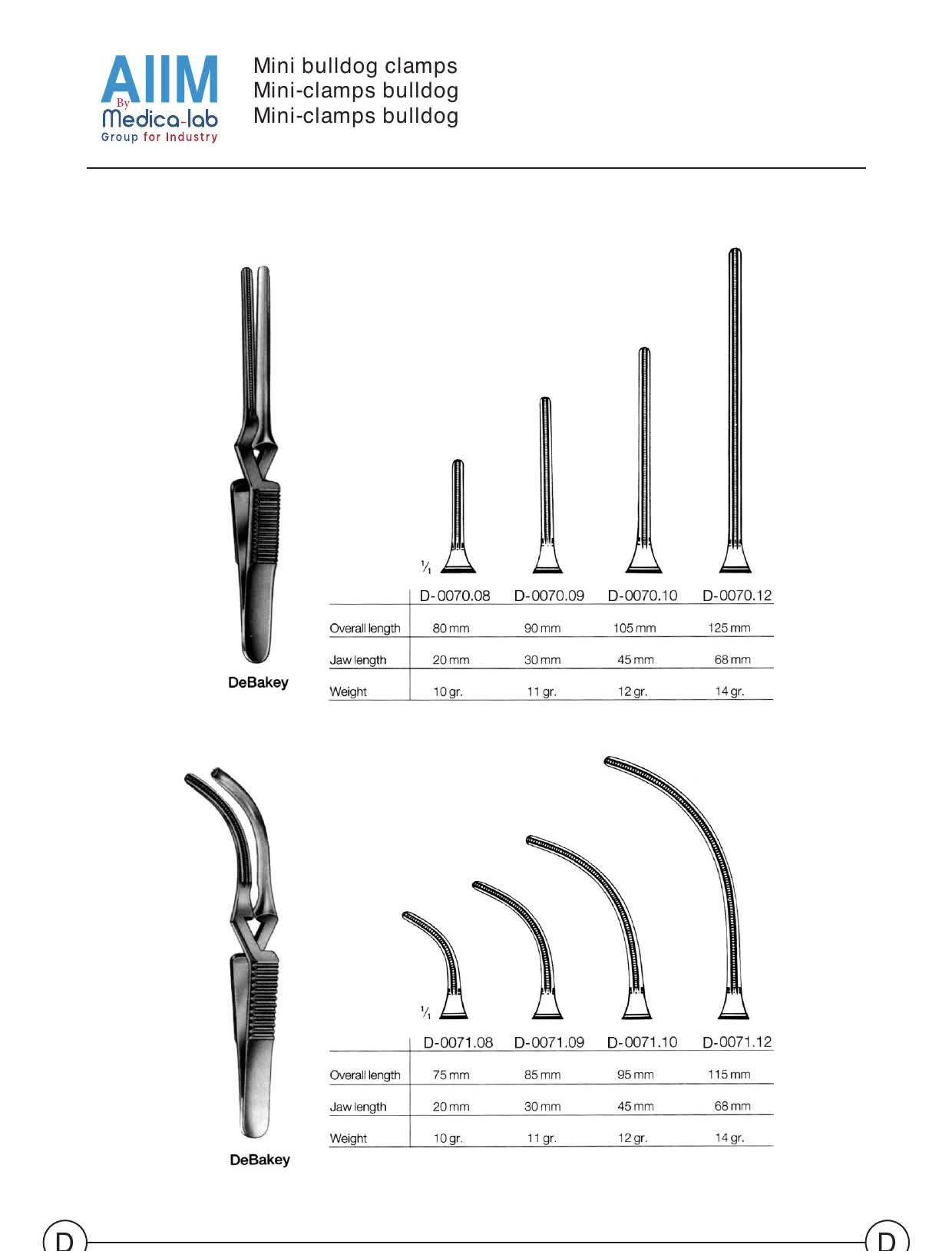 Clamp bulldog mini DeBakey, 90 mm