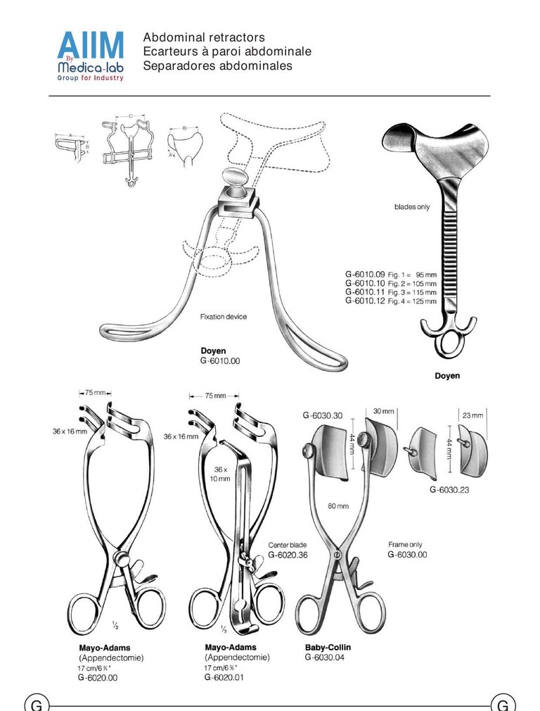Doyen and Mayo-Adams Self-Retaining Abdominal Retractors