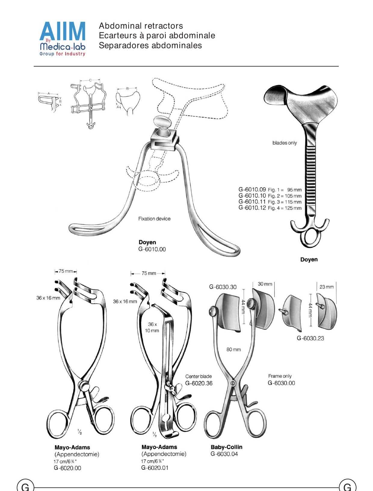 Doyen and Mayo-Adams Self-Retaining Abdominal Retractors