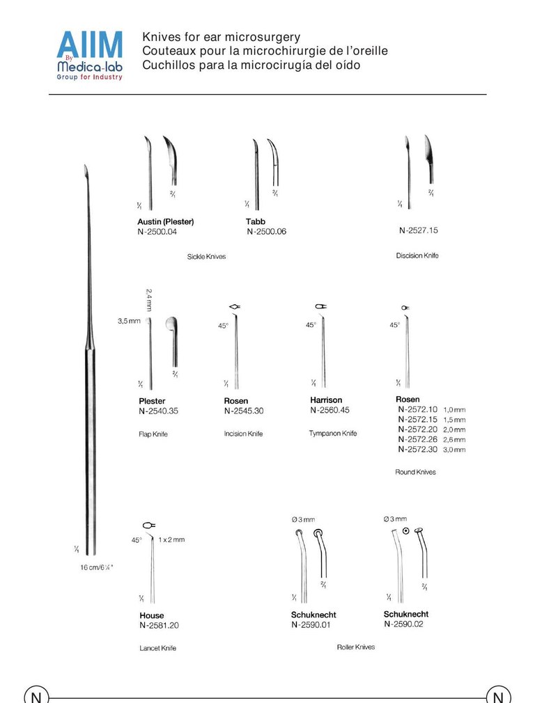 Ear Microsurgery Knives Set