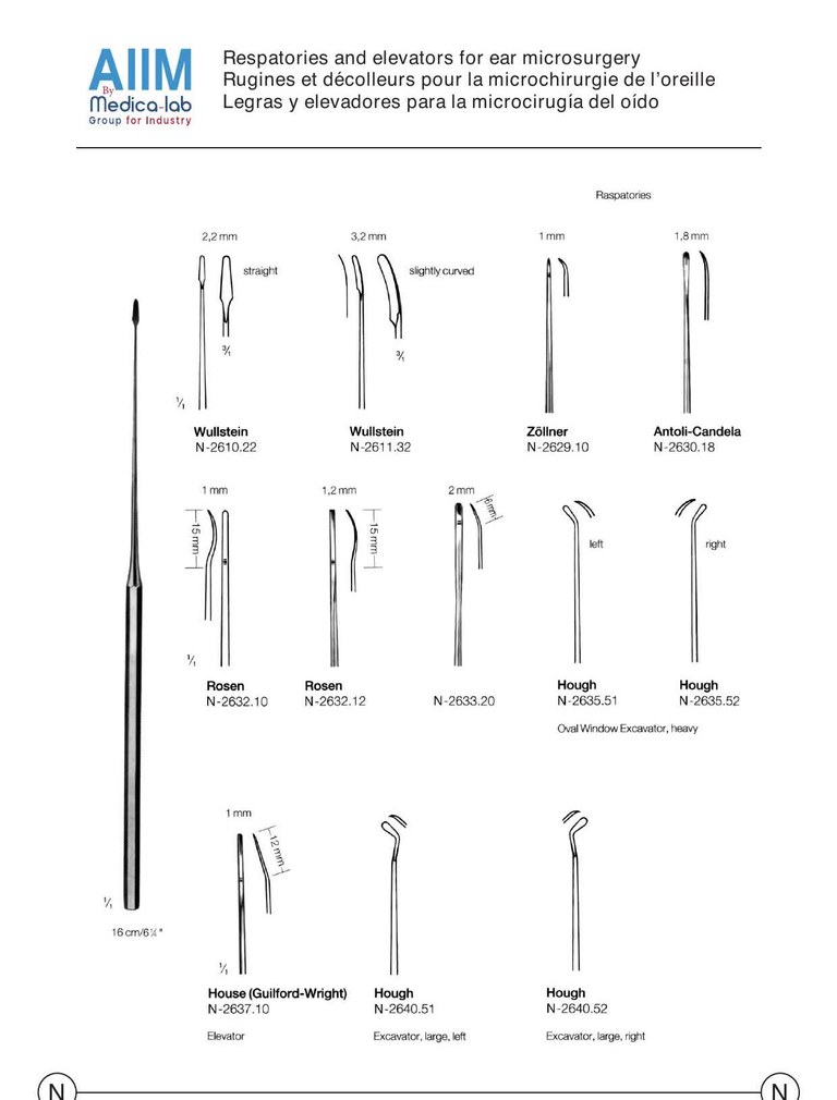 Ear Microsurgery Raspatories and Elevators