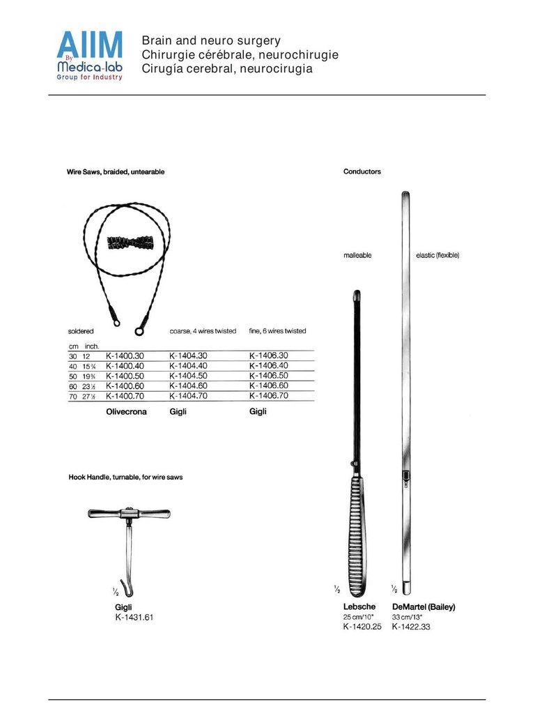 Gigli Wire Saw Set with Handles and Conductors