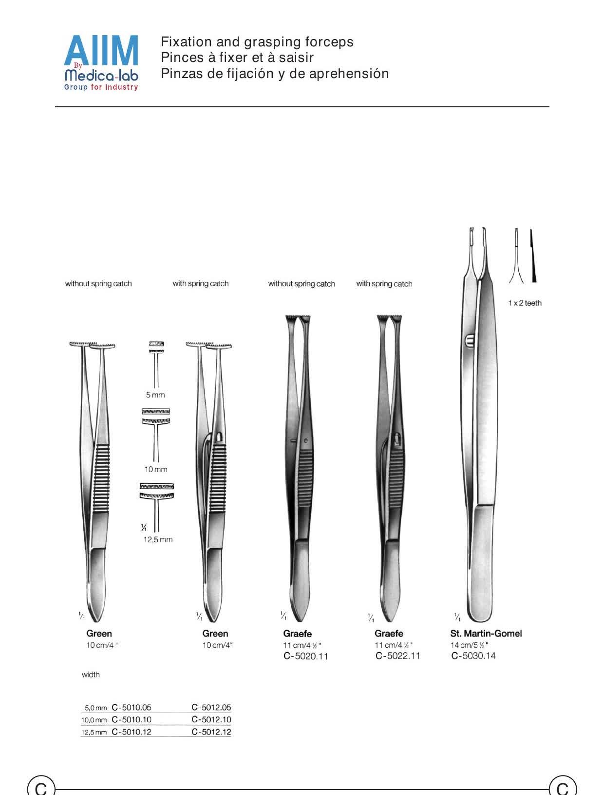 Green Fixation Forceps, 10cm