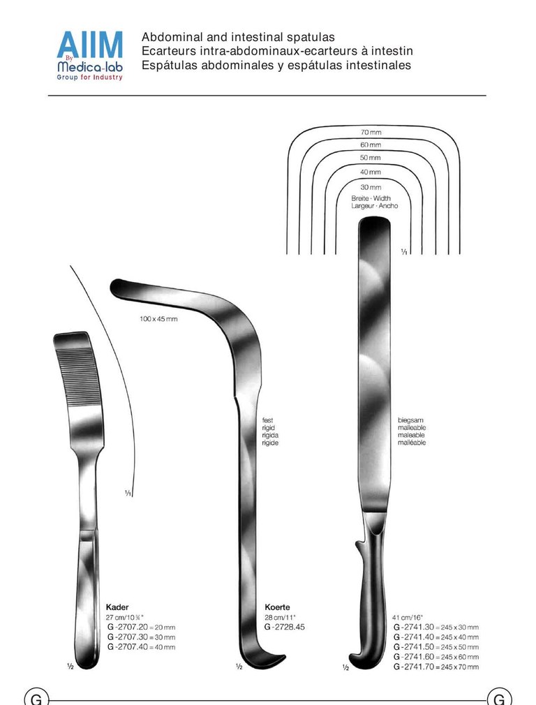 Kader-Koerte Abdominal and Intestinal Retractor Spatulas
