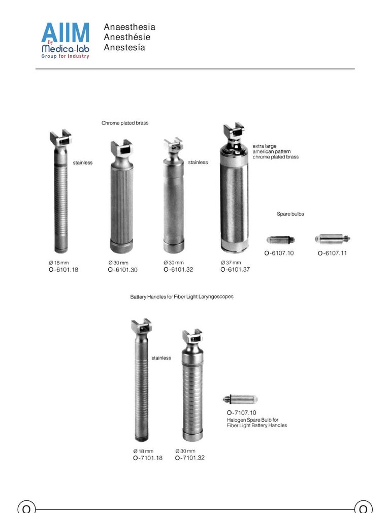 Manches de laryngoscope et ampoules de rechange