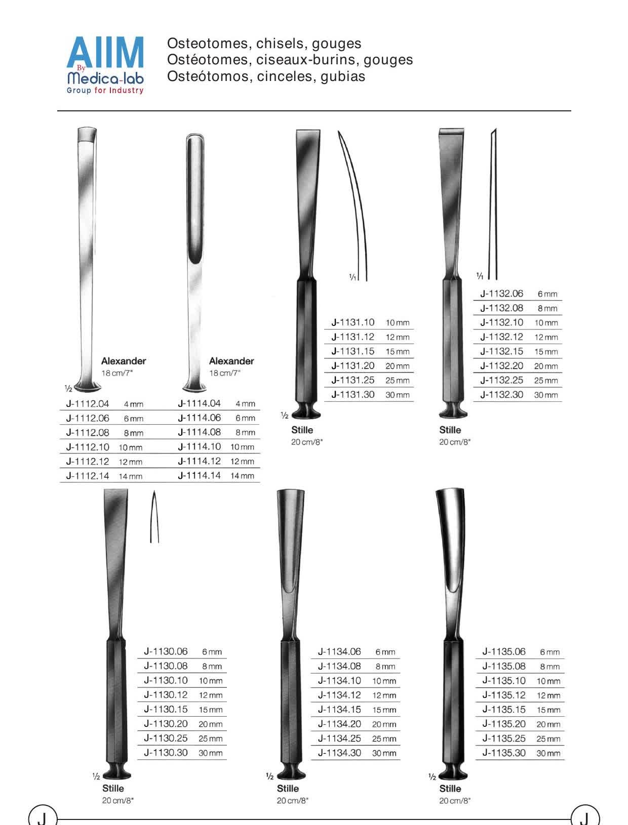 Ostéotomes, ciseaux et gouges à os
