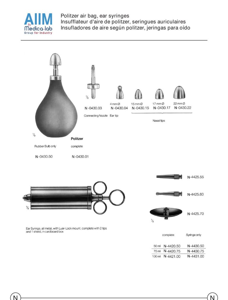 Politzer Air Bag and Metal Ear Syringe