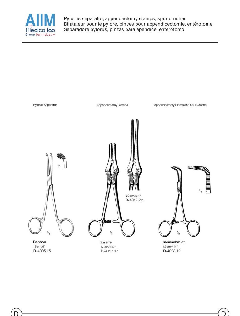 Pylorus Separator, Appendectomy Clamps & Spur Crusher