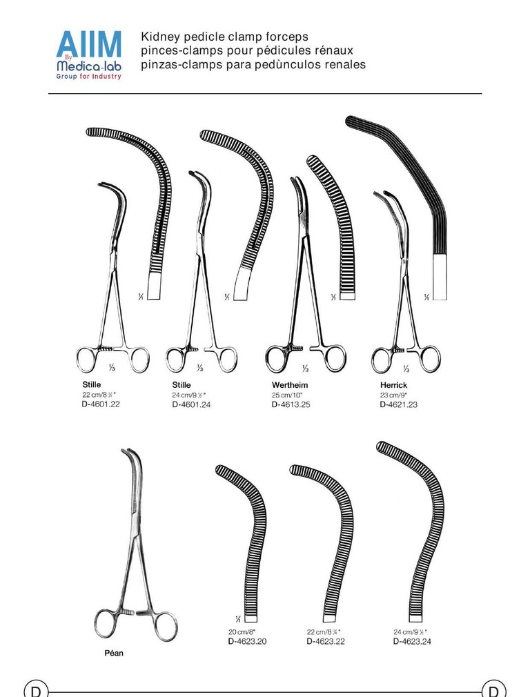 Pince-clamp de Wertheim pour le pédicule rénal