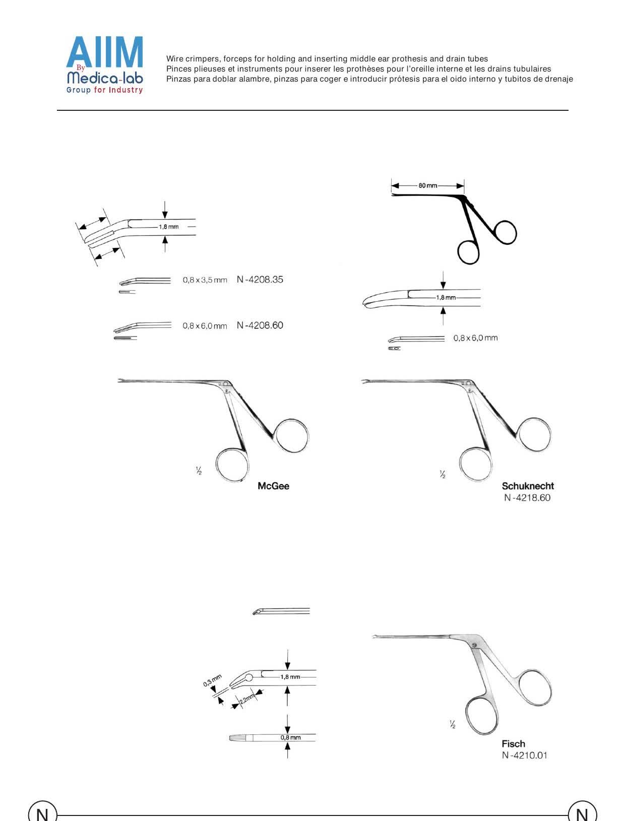 Pinces à sertir le fil et pinces à prothèse d'oreille moyenne